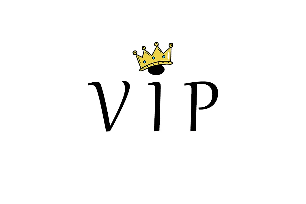 the word vip with a crown on the i